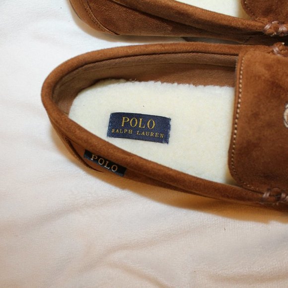NIB POLO RALPH LAUREN MEN'S BEAR SUEDE COMFORT SLIPPERS SHOES‎ - Picture 2 of 6